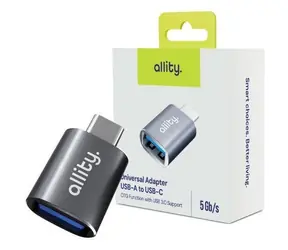 Allity ABA-102 šedá / Adaptér / USB-A - USB-C / 480 Mb/s / 2,4A