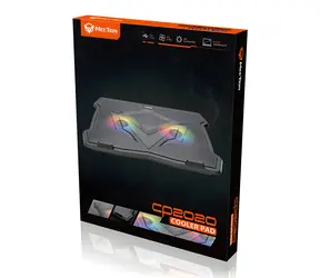 Meetion CP2020 černá / Stojan pod notebook / podsvícený / 2 ventilátory / 9-14" / USB