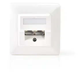 Nedis Nástěnná zásuvka 2x RJ45 CAT5e bílá / Zásuvka / zápustná montáž / pozlacené kontakty