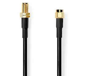 Nedis Anténní kabel SMA(M)-SMA(F) černá / Anténní kabel / Pozlacené / 50 Ohm / Dvojité stínění / 10 m