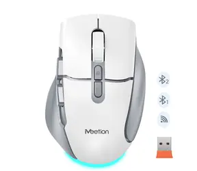 Meetion BTM001 bílo-šedá / Bezdrátová myš / 2400 DPI / 2,4GHz / Bluetooth / 7 tlačítek