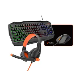 Meetion C490 černá / Herní sada: klávesnice + myš + sluchátka + podložka / USB / podsvícení / US layout