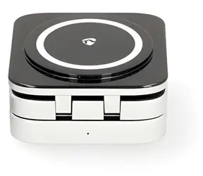 Nedis 3v1 bezdrátová nabíječka MagSafe / Bezdrátová nabíječka / 2,5/5/15 W / LED indikace / kabel USB-A/USB-C