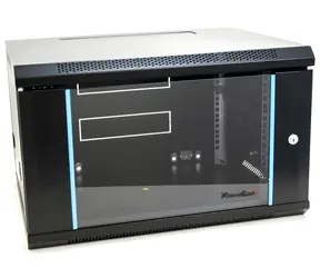 XtendLan 19" černá / Nástěnný rozvaděč / 6U / 600×450 mm / nosnost 60 kg / skleněné dveře