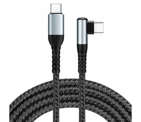 Kabel USB-C IKUTC 90° černá / Datový kabel / USB-C (M) - USB-C (M) / PD 100W / 2 m / opletený