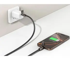 ER popruh na krk se skrytým USB-C kabelem černý / Popruh na krk / USB-C PD 240W / Data blocker / 1,5 m