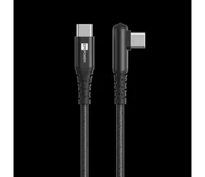 ER Woodpecker černá / USB-C kabel / lomený 90° / nylonové opletení / PD 100W / 480 Mbps