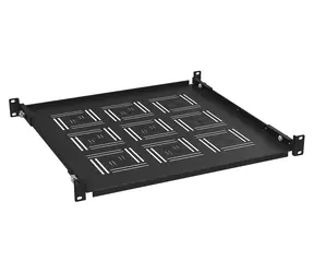 Solarix Police 19" 450mm černá / Police do racku / 1U / hloubka 450mm / úchyt na přední i zadní lišty / nosnost 40kg