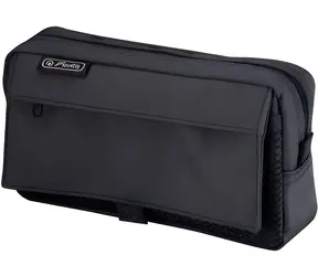 HERLITZ Penál se 2 vnějšími kapsami černý / Penál / polyester / zip / 21 x 11 x 5,5 cm