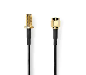 Nedis anténní kabel SMA(M)-SMA(F) černá / Anténní kabel / Pozlacené konektory / 50 Ohm / Stíněný / 5 m