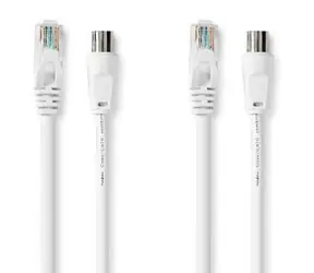 Nedis Kombinovaný kabel koax a CAT6 bílá / Kombinovaný kabel / RG58 / 75 Ohm / 3 m / dvojité stínění / box