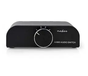 Nedis Audio přepínač antracit / Přepínač / 4 porty / RCA + 3.5mm / manuální / kov