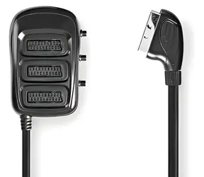 Nedis SCART rozbočovač černá / Rozbočovač / 1x SCART zástrčka / 3x SCART zásuvka / spínací / 0,5 m