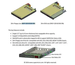 SuperMicro box pro 2,5" hotswap do Slim ODD pozice / Box / Hot-swap / SAS3/SATA / max. 9,5 mm