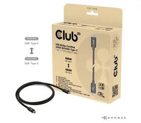 Club3D Kabel USB4 v2 Typ-C černá 1,2 m / Kabel / USB4 v2 / 80 Gbit/s / PD 240W / 4K 540Hz