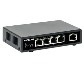 Intellinet 5-portový Gigabit PoE+ switch / Switch / 5x Gigabit RJ45 / 4x PoE+ porty / 62 W / kovové tělo