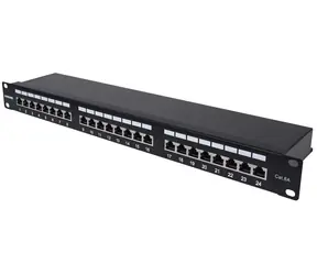 Intellinet Patch panel 24 portů Cat6a FTP černý / Patch panel / 24x RJ-45 / 1U / stíněný