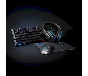 Nedis Herní souprava 5v1 černá / Klávesnice, myš, sluchátka a podložka / RGB podsvícení / USB / US layout