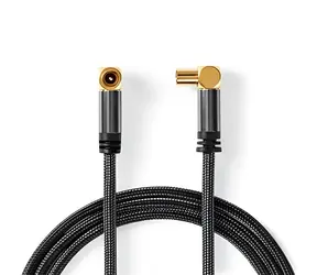 Nedis Profigold Fabritallic anténní kabel úhlový / Anténní kabel / IEC (Koax) zástrčka - zásuvka / 75 Ohm / 5 m
