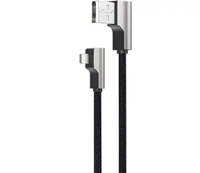 OEM CB-AL01 černá / Datový kabel / Lightning - USB-A / úhlový 90° / MFi certifikace / nylonový opletení / 2 m
