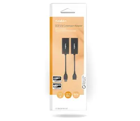 Nedis USB extender RJ45 černá / Prodlužovač USB / USB 2.0 / do 50 m / 480 Mbps / poniklované konektory