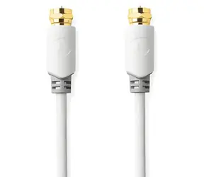 Nedis satelitní anténní kabel F(M) - F(M) pozlacený bílá / Kabel / 75 Ohm / 90 dB / stíněný / 1 m