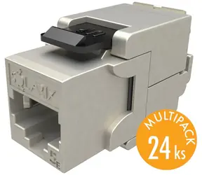 Solarix rychlozařezávací keystone CAT5E STP černý / Konektor RJ45 / Stíněný / 24 ks multipack