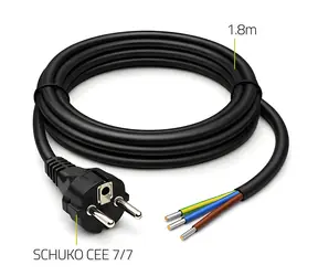 Napájecí kabel SCHUKO CEE 7/7 (E/F) 1,8 m / Napájecí kabel / měď / 3x1,0 mm2
