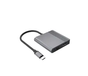 USB-C na HDMI + DisplayPort šedá / Adaptér / 4K 60Hz / 0,18 m