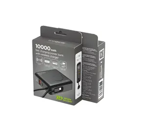 Magnetická powerbanka 10000 mAh černá / Powerbanka / Power Delivery 20 W / bezdrátové nabíjení 15 W / LCD displej