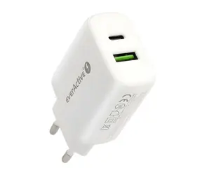 USB-C nabíječka 25W bílá / Nabíječka / 2x výstup (USB-A, USB-C) / PD 3.0 / QC 4+