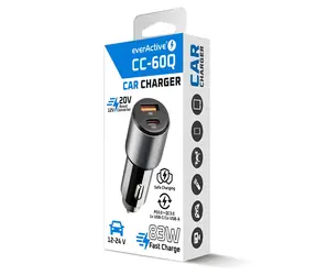 CC-60Q Autonabíječka černá / Autonabíječka / 83W / QC3.0 / PD / USB-C + USB