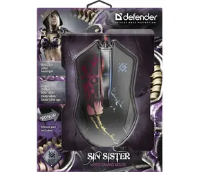 SIN'SISTER GM-933 černá / Herní optická myš / 7200 DPI / 6 tlačítek / USB-A
