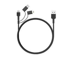 CB-BAL5 3v1 kabel černá / Nabíjecí kabel / Micro-USB, USB-C, Lightning / 1,2 m / nylonový