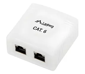 Zásuvka 2x RJ45 bílá stíněná / Síťová zásuvka / Cat.6 STP / na omítku