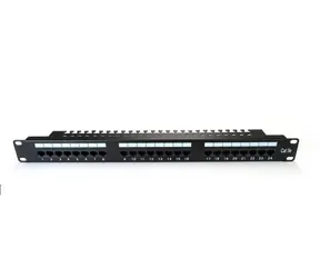 19" 24 portů černý / Patch panel / CAT.5E / U/UTP / 1U / kabelový žlab