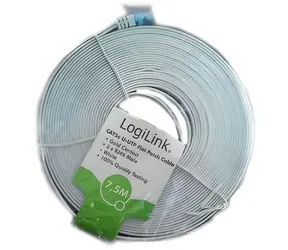 Plochý patch kabel CAT5e U/UTP bílý 15 m / Patch kabel / RJ45-RJ45