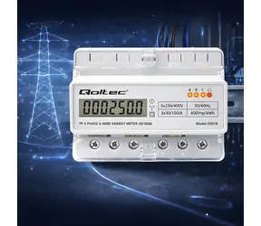 Třífázový elektroměr na DIN lištu / Elektroměr / 400V / 100A / LCD / 7 modulů