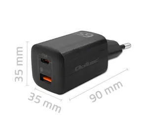 GaN ULTRA 65W černá / Síťová nabíječka / USB-C PD3.0 + USB-A / rychlonabíjení / 5-20V