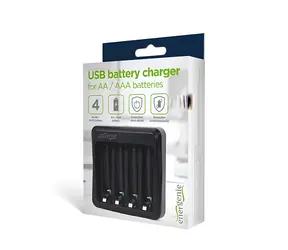 USB nabíječka AA/AAA baterií černá / Nabíječka / USB / pro tužkové a mikrotužkové baterie