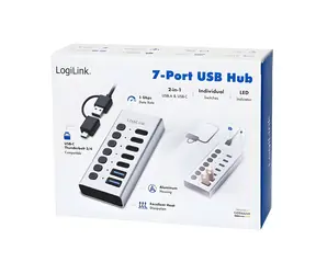 USB Hub 7x USB-A/C s vypínačem on/off / Rozbočovač / 7 portů / přepínání jednotlivých portů