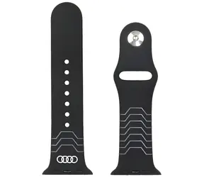 Audi Geometric Pattern černá / Silikonový řemínek / Apple Watch 40/41/42 mm