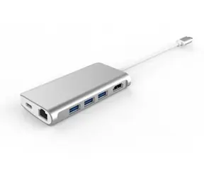 LMP USB-C mini Dock stříbrná / Dokovací stanice / 8 portů / hliníkové tělo