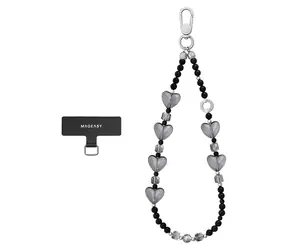 SwitchEasy Beaded Wrist Strap Midnight Heart / Popruh na zápěstí / pro mobilní telefon / s upevňovací kartou
