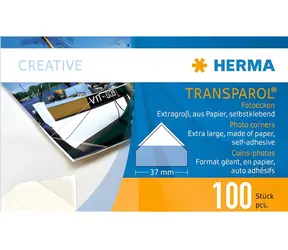 Herma Transparol rožek na fotografie bílý / Rožek na fotografie / samolepicí / 100 ks / 37 mm
