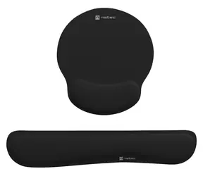 Natec Chipmunk 2v1 černá / Sada ergonomických podložek / pod myš + klávesnici / pěna