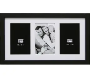 Deknudt S66KA3 černá / Rámeček na fotografie / dřevo / 3x 10x15 cm / s paspartou