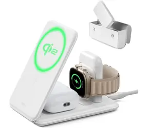 ESR Travel 3v1 bílá / Skládací cestovní nabíječka / Qi2 / pro telefon, hodinky a sluchátka