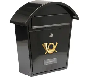 Vorel Poštovní schránka oblá 380x320x105mm černá / Poštovní schránka / Ocelový plech 0,6mm / 2 klíče