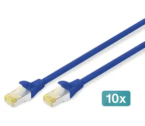 Digitus CAT 6A S/FTP modrý / Patch kabel / 1 m / 10 ks / AWG 26/7 / LSZH